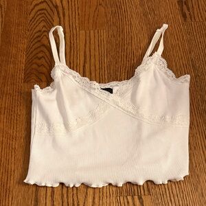 Mystique Boutique White Lace Trim Tank Top